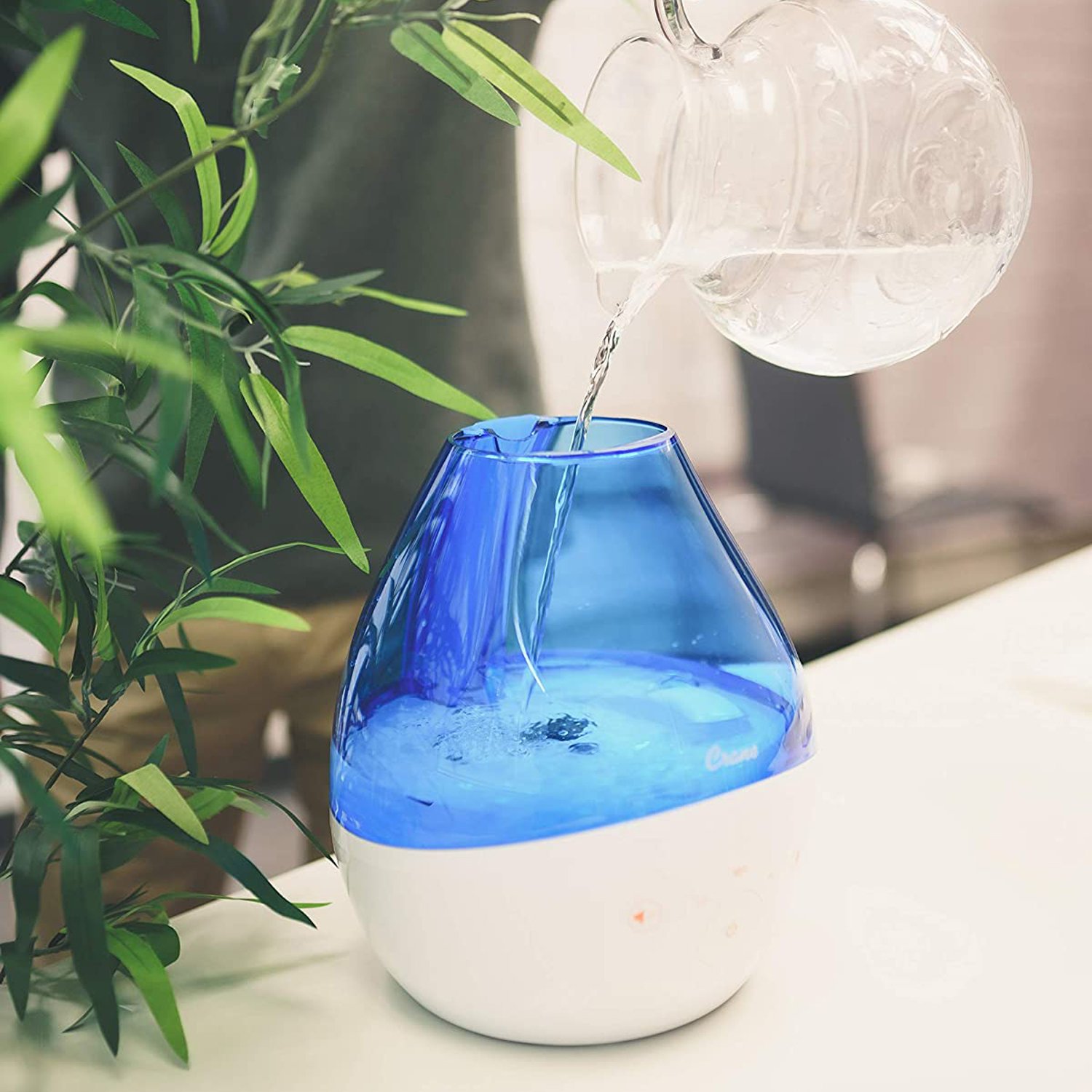 Crane 1 Gal. 4-in-1 Top Fill Cool Mist Humidifier w/ Sound Machine and ...